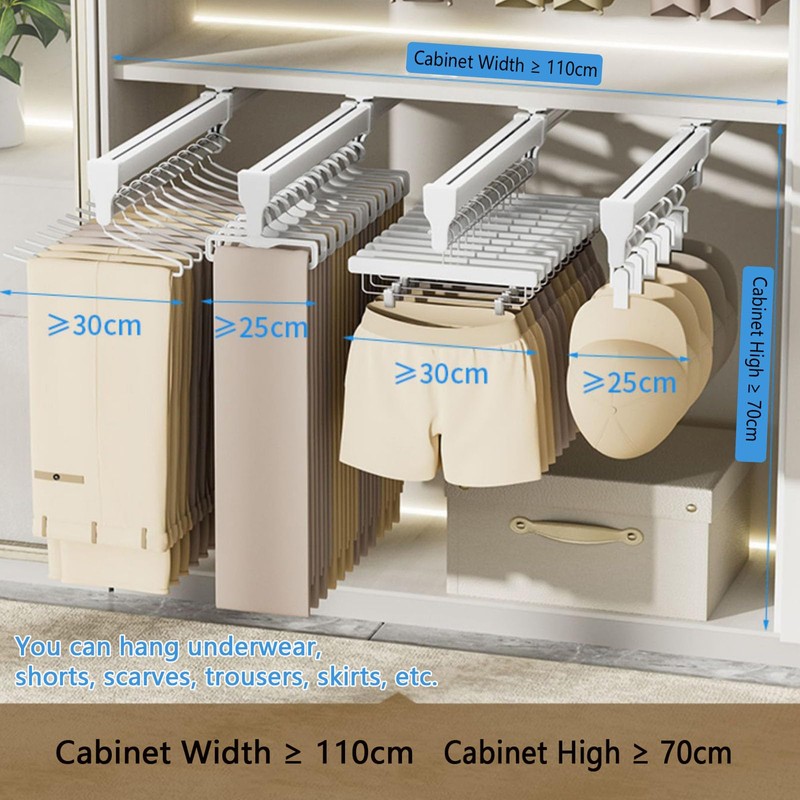 ZandN Closet Clothes Hanger Rail,Pull-Out Closet Rod,Pull Out Clothes Hanger