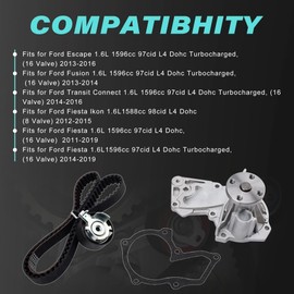 OTINUBEE BE8Z-6268-C Engine Timing Belt Water Pump Kit Compatible with Ford Escape 2013-2016, Fusion 2013-2014, Fiesta 2011-2019, Transit Connect 2014-2016, 1.6L L4 OEM# BE8Z-6K254-A BE8Z6268C