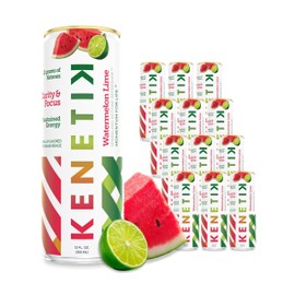 NEW! KENETIK Nootropic Ketone Drink, Ketones for Energy & Focus, Caffeine & Sugar Free, High Performance D-BHB Ketone Mix, Fuel w/Zero Crash or Jitters, Ready to Drink - Watermelon Lime 12 Pk