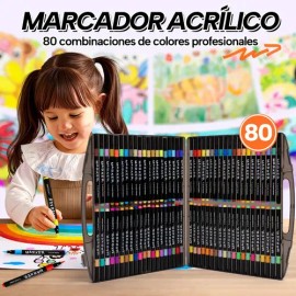 80 Colores Plumones Acrílicos Marcadores Punta Pincel Dibujo                                                                                          