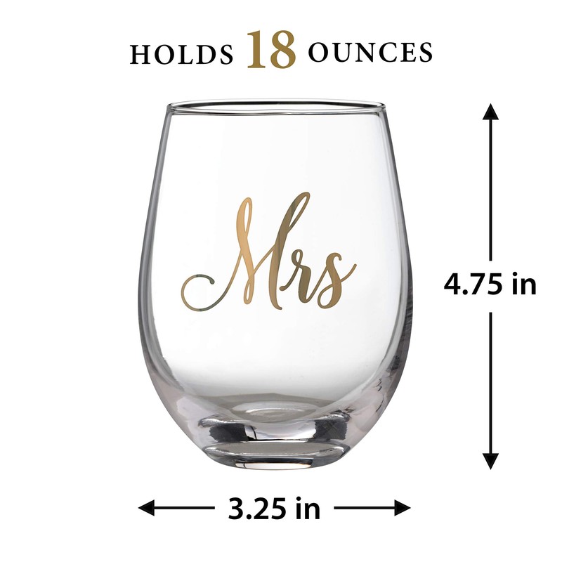 Lillian Rose Gold Mrs. Stemless Wine Glass