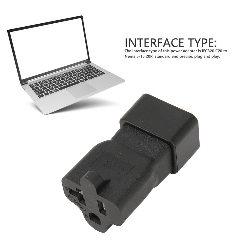 IEC320 C20 to Nema 5‑15 20R Power Adapter 20A C20