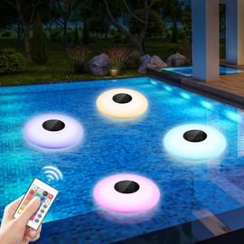 Drcowu Solar Pool Light, Floating Solar Pool Light with Remote Control, 16 RGB Colours Changing Waterproof Floating Solar Light for Swimming Pools, Garden, Lawn and Outdoor Decoration