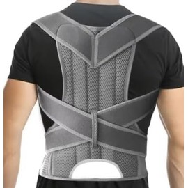 Back Brace Posture Corrector for Women & Men,Back Straightener, Scoliosis and Hunchback Correction, Adjustable Posture Trainer (Grey, Small))