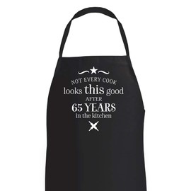 65th Birthday Apron Kitchen Cooking Gift for Him Her 65 (Black)