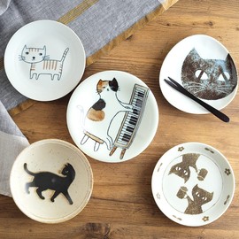 EAST Table Medium Plate, Nekomaruke, Pianist, 6.2 inches (15.8 cm)