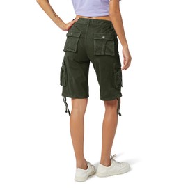 OCHENTA Pantalones cortos tipo cargo para mujer con múltiples bolsillos, bermudas casuales para senderismo, Gris Oscuro (Elástico), 10