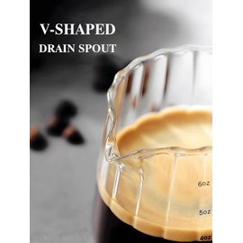 TIWPAJS Espresso Cups 6OZ, Espresso Accessories, Expresso Shots Cup, Espresso Shot Glass with V-Shaped Mouth, Ribbed Milk Frothing Pitcher, Glass Measuring Cup