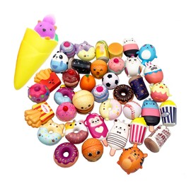 Aqueens - Juego de 30 juegos de squishies de aumento lento kawaii lindo (1 pieza jumbo + 29 piezas de tamaño mediano/mini) pastel aleatorio, pan, panda, bollo, serie de dibujos animados, alivio del