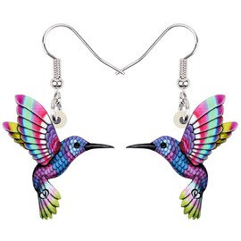 Bonsny Acrylic Drop Dangle Hummingbird Bird Earrings Jewelry For Women Girls Kids Gift Charms (Puprle)