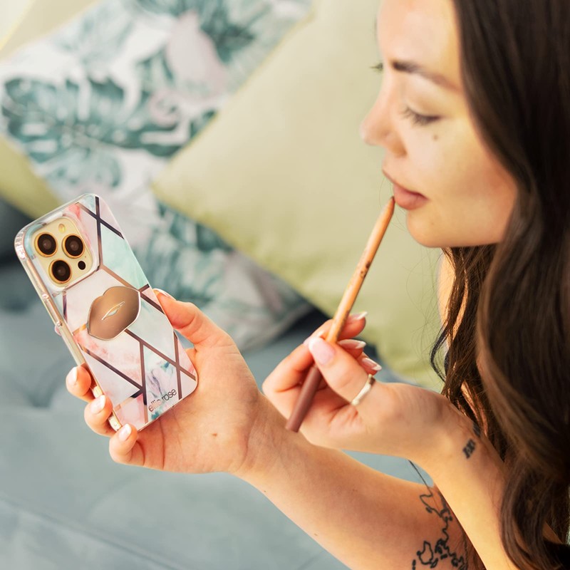 Ellie Rose Mirror Decal for Smartphone, Stick-On Lips Mirror Phone