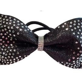 Tailless Rhinestone Glitter Cheer Bows - ALL COLORS AVAILABLE (Black)