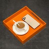 KEVLANG Orange Sturdy Acrylic Serving Tray with Handles-10x10Inch-Serving Coffee,Food,Breakfast,Butler-Kitchen Countertop
