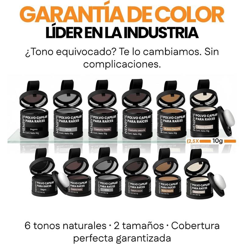 Polvo para Retocar Raíces Henrys Negro 4g – Volumen y