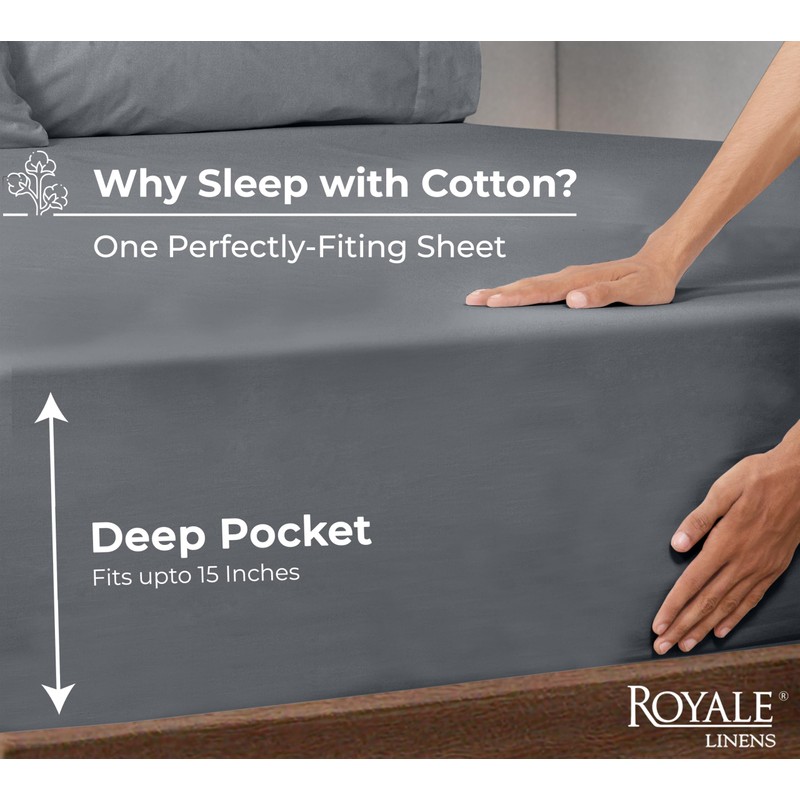 Royale Linens - Sábana bajera ajustable 100% algodón