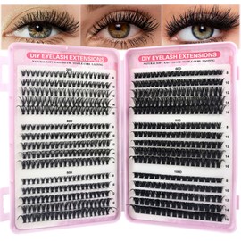 Individual Eyelashes 570 Pieces, 30-40-50-60-80-100D Cluster Lashes Kit, DIY Eye Lashes, Fluffy Russian Eyelashes Extensions Curly & Durable Eyelash Clusters For Women (8-16mm Mix)