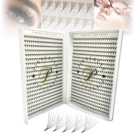 Pinneacle 1200 Premade volume fans eyelash extension for professional lash artist | Mixed 8 Sizes-in-1 Box | Lengths from 9-16mm | C, CC, D, M, L curl 6D 0.07 (Premium XXL Box CC Curl 9-16mm)