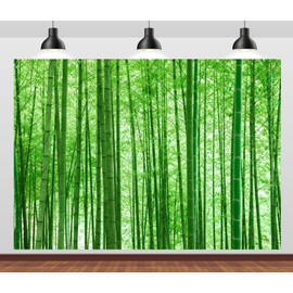 Loccor 9x6ft Fabric Bamboo Forest Backdrop Spring Lush Green Forest Bamboo Trees with Leaves in The Sun Background Party Decorations Photo Studio Props