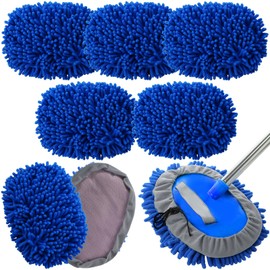 Layhit 5 Pcs Car Wash Mitt Car Wash Kit, Car Wash Brush Not Included, Microfiber Mitt Car Cleaning Car Washing Tools Truck Washing Kit Car RV Pickup Chenille Scratch Replacement Kit(Royal Blue)