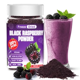 Freeze Dried Black Raspberry Powder - 180g Super Fruit Powder, 100% Black Raspberry Extract, No Additive, No Artifical Sugar Non-GMO Natural Food Coloring for Baking, Smoothies, Yogurt