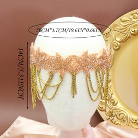 VENOFEN 1920s Flapper Headpiece Great Gatsby Headband Champagne Gold Roaring 20s Headpiece Vintage Hair Accessories for Women