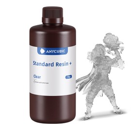 ANYCUBIC Standard 3D Printer Resin Plus, 405nm SLA Fast UV-Curing Resin, High Precision & Rapid Photopolymer for 8K/14K/16K Capable LCD/DLP/SLA 3D Printing (Clear, 1000g)