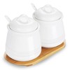 HAOTOP Ceramic Sugar Bowl 2 Pack, PorcelainJar with Tray, Spoon