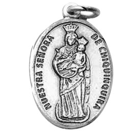 Gifts by Lulee, LLC Nuestra Senora de Chiquinquira Patrona de Zulia Colombia y Caraz Peru Medalla Cadena y Estampa de Rezo Bendecida por Su Santidad Haga su Seleccion (MEDALLA)