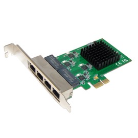 Computer District Network Card Gigabit Ethernet - PCI Express (PCI-E Pcie) Card with 4-Port Gigabit LAN 10/100/1000 Mbps - 4 Chipset Realtek RTL8111 - Low and High Profile