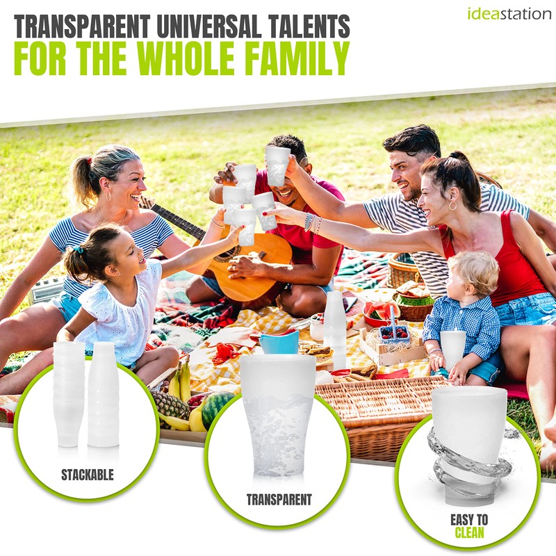 idea-station Plastic Cups 12 x 450 ml - Transparent -