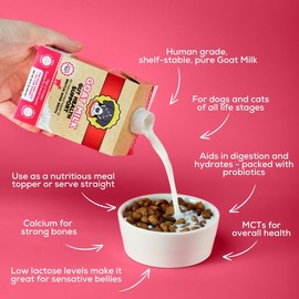 Goat Milk by Brutus Broth Meal Topper for Dogs and Cats – Formulated for Digestive Support & Moisture, Low-Lactose, Contains Natural Nutrients and Enzymes (Pack of 6)