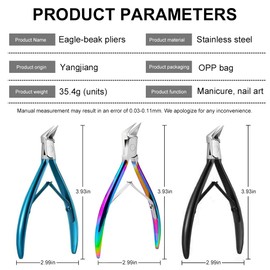 Professional Nail Clipper Plier Stainless Steel Cuticle Nipper Dead Skin Remover Toenail Clipper & Fingernail Clipper Manicure Tools (Blue)