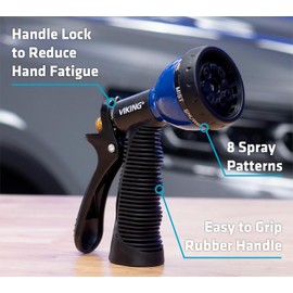 VIKING Hose Nozzle, Garden Hose Nozzle with 8 Spray Patterns, Adjustable Heavy Duty Water Hose for Washing Car, Watering Plants, Washing Pets, and Home Use