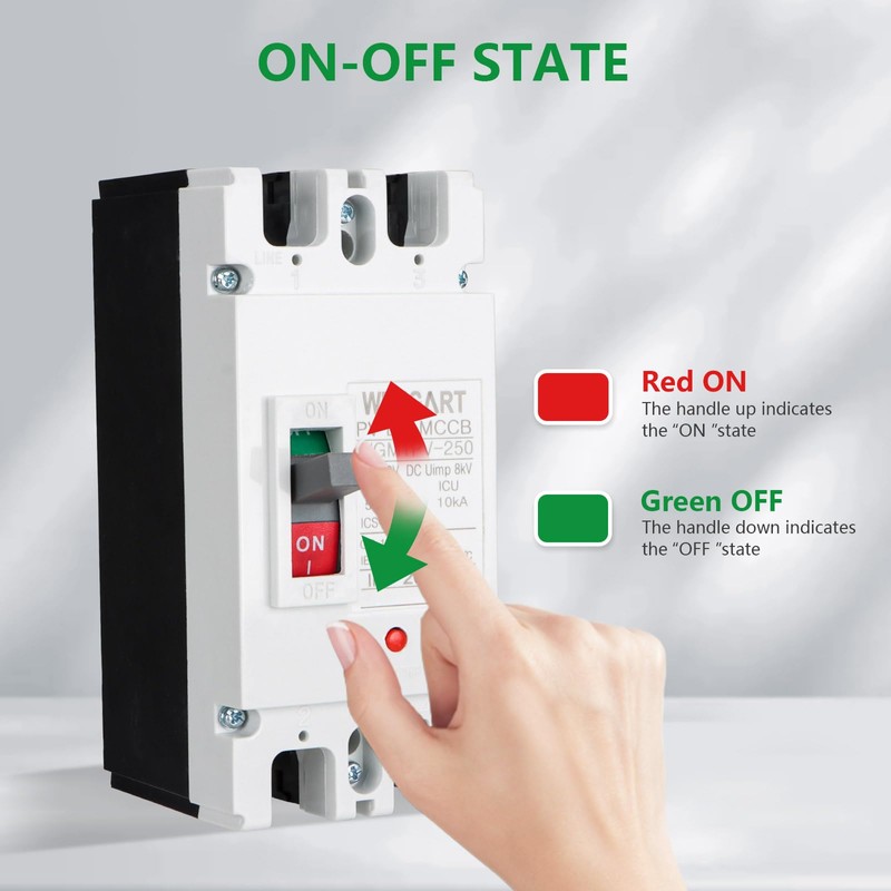 Wengart MCCB Circuit Breaker WGM1PV-250,DC500V 200Amp,2P DC Circuit Breaker for