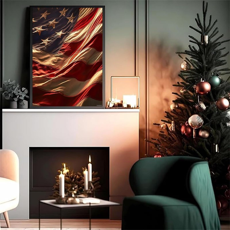 PUAGEMTI American Flag Diamond Art Painting Kits for Adult, American