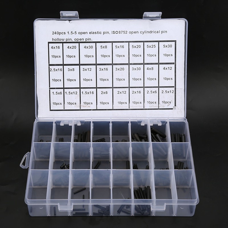 240Pcs Elastic Cylindrical Pin Carbon Steel Hollow Positioning Auxiliary Parts