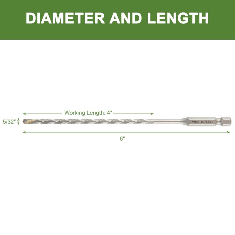 HLOFIZI 5/32" x 6" Masonry Drill Bits 5/32 inch Concrete