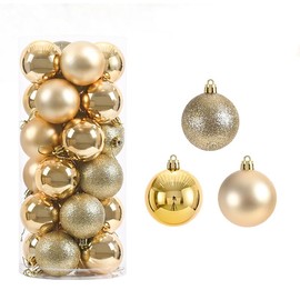 Christmas Balls, 24Pcs Christmas Baubles, 4 CM (1.57 Inch) Christmas Balls Ornaments for Xmas Christmas Tree, Shatterproof Christmas Tree Decorations,Large Hanging Ball for Wedding Party Decoration