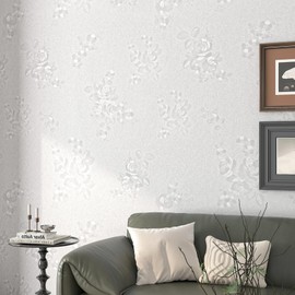 Stickyart White Peel and Stick Removable Wallpaper Floral Wall Paper Contact Paper for Bedroom Living Room Wall Deco Self Adhesive Pee&Stick Wallpaper Removable Vinly Paper Roll for Room 12"x160"
