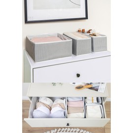 8 Pack Organizers, Drawer Dividers Storage Bins, Foldable Drawer for Clothing, Cloth Clothes Organizer for Underwear,Baby Clothing,Socks,Bra,Towels,Ties (White 8 Pcs)