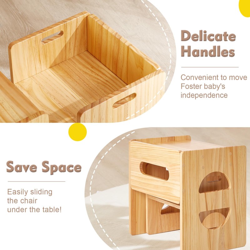 FUNLIO Height Adjustable Montessori Table and Chair Set for Age
