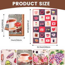 Kitchen Towels for Holiday Decorative – 5 Pack Microfiber Cleaning Cloths, 15 x 21 Inches, Super Soft and Absorbent Dish Towels, Tea Towels, and Bar Towels, Funny Gifts (Coffee Cup)