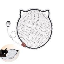 Cat Scratcher Mat, Cotton Rope Cat Scratch Pad, Round Horizontal 16.9'' Cat Scratching Pads Rug for Indoor Cats, Cat Scratch Furniture Protector for Floor, Wall, Couch, Carpet, Sofa (White)