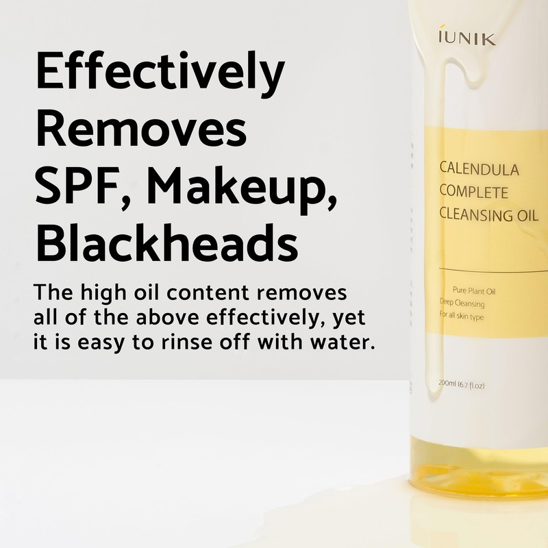 IUNIK Calendula & Jojoba Oil-Infused Vegan Cleansing Oil – Gentle