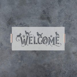 Welcome Dog Sign Stencil - Reusable Stencils for Painting - Create DIY Welcome Dog Sign Home Decor