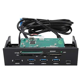ASHATA Richer-R Lector de Tarjetas Multifunción,Card Reader para Unidades de 5,25 ",Compatible con Tarjetas M2/MSO/SD/MS/XD/64G CF. (3 Puertos USB 3.0,Puerto eSATA y USB 3.1,6 Ranuras para Tarjetas)