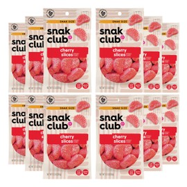 Snak Club Cherry Slices Gummy Candy, Fruit Flavored Candy Gummies, Soft and Chewy, Fat-Free and Gluten-Free Snacks, 3.5 oz Snack Bags, 12 Pack