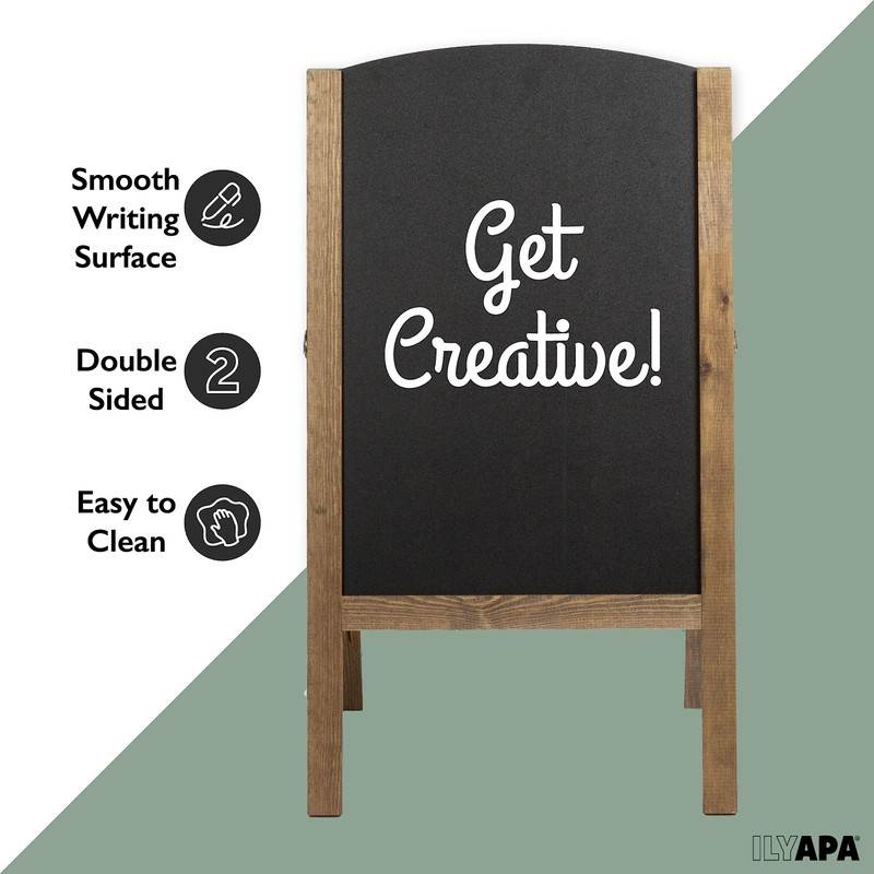 Ilyapa A-Frame Chalkboard Sidewalk Sign - Rounded Top Folding Standing