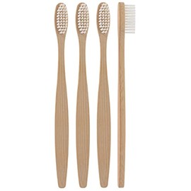 Set of 4 Toothbrushes Made of Sustainable Bamboo Wood - Medium Soft - Adult - 17.5 cm