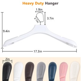 DEDU Suit Hangers for Men 10 Pack, Sweater Hangers No Shoulder Bump Non Slip Width 17.7", Plastic Clothes Hangers White with Metal Hook